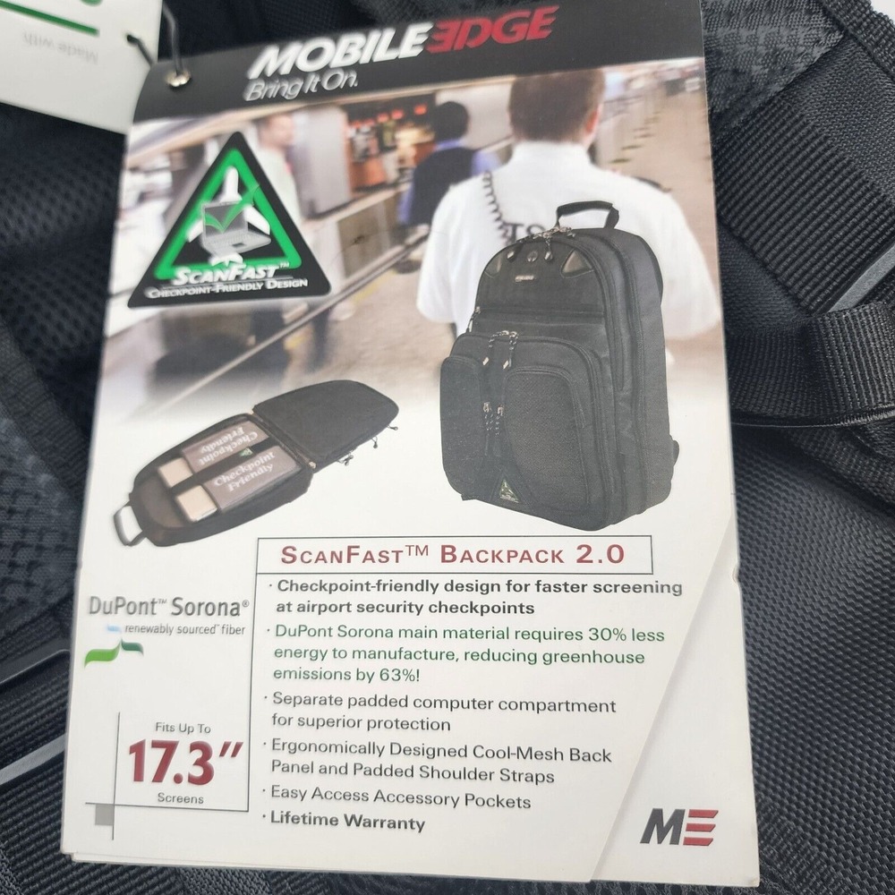 Mobile Edge ScanFast Checkpoint Friendly Backpack‎ 2.0 for 17" Laptops - New - Picture 6 of 14